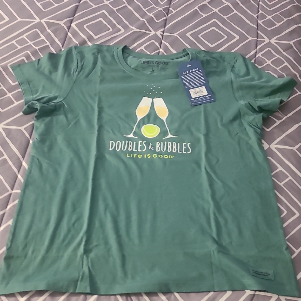 Life Is Good Teal 'Doubles & Bubbles' Tee